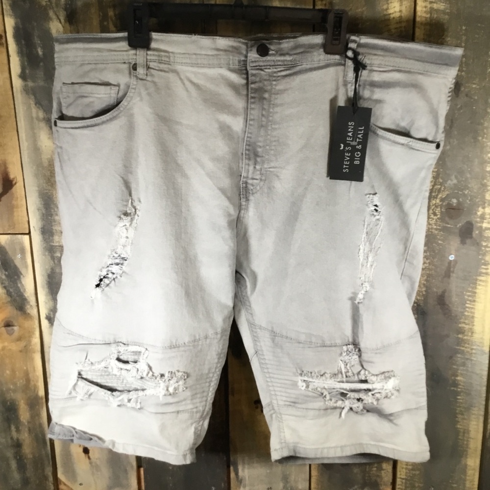Steve’s Jeans denim distressed jean shorts men’s waist size 46 NWT